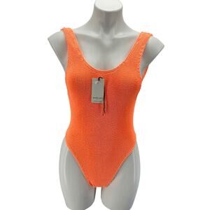 Bond-Eye Bound Crinkle One Piece Swimsuit Womens SZ OS Bright Orange Creamsicle